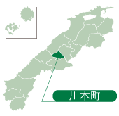 島根県地図上での川本町の位置